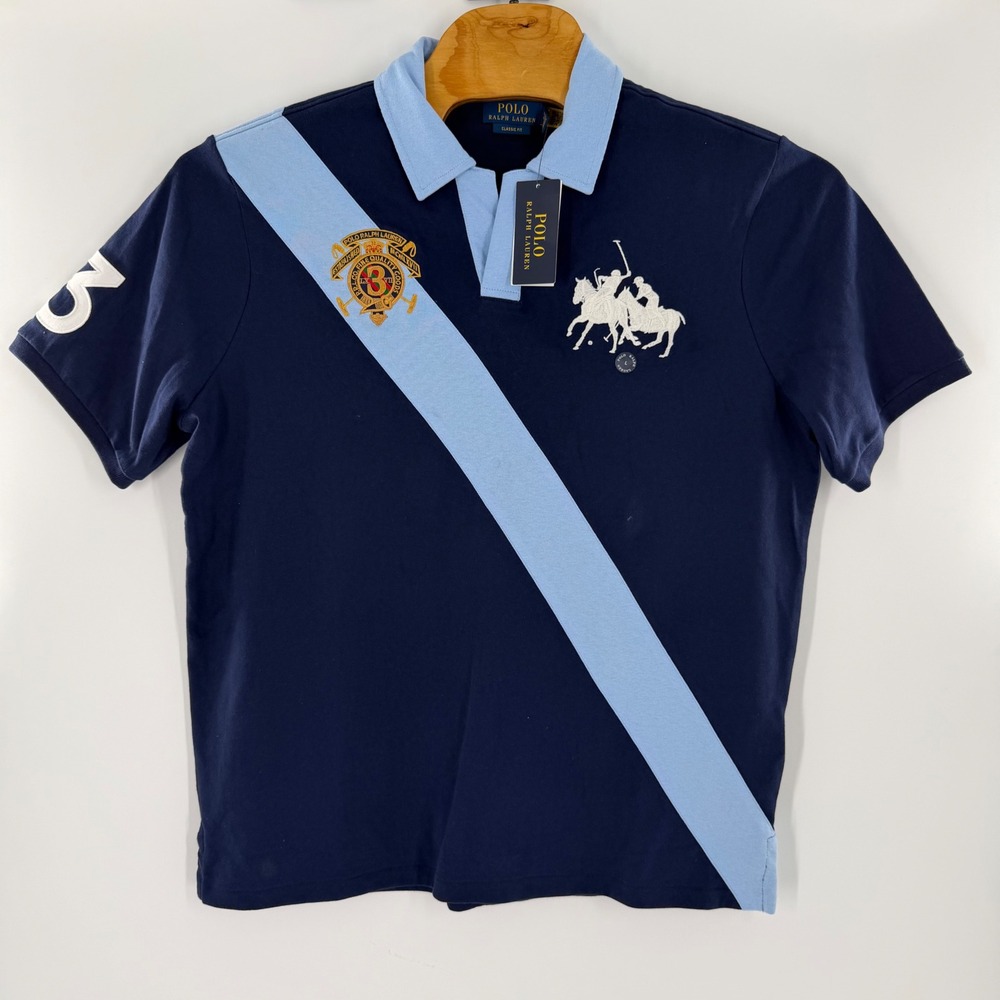 Polo Ralph Lauren Mens Big Pony Sash Polo Shirt Navy Blue Large 710814221001